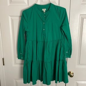 NWT JCrew Green long sleeve swing dress